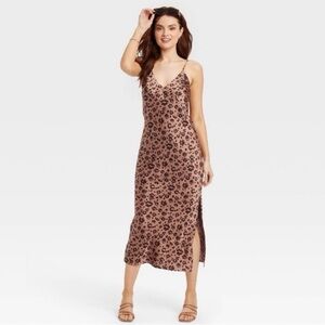 NWT A New Day Midi Leopard Slip Dress size large L